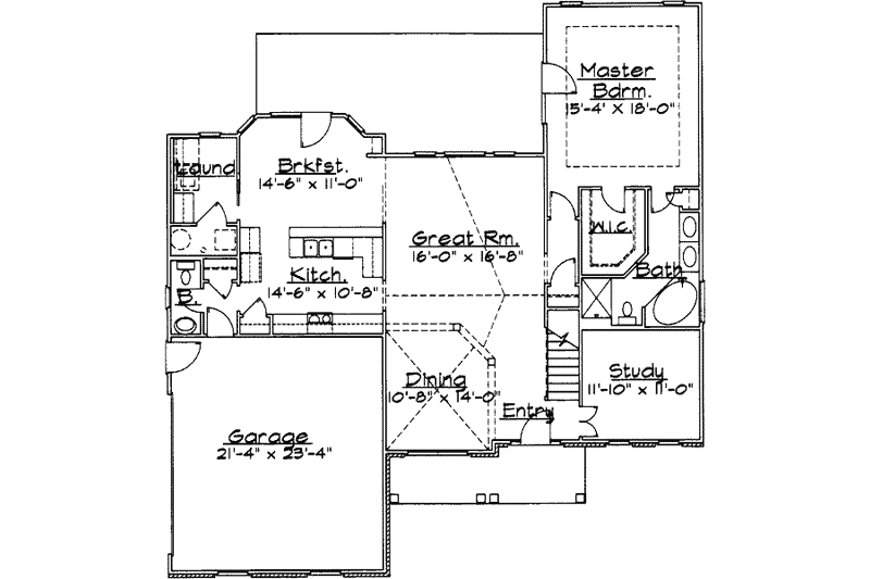 Architectural House Design - Floor Plan - Main Floor for Colonial House Plan #31-104 - 3 bed, 2.5 bath