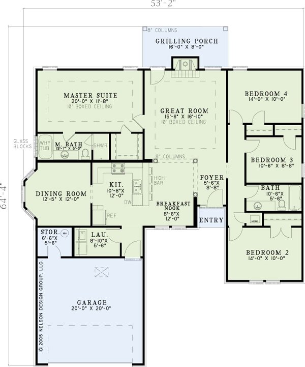 Floor Plan - Main Floor for Traditional House Plan #17-2254 - 4 bed, 2 bath