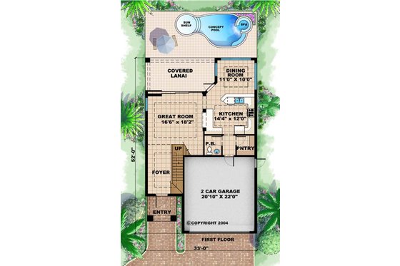 Floor Plan - Main Floor for Mediterranean House Plan #27-483 - 3 bed, 2.5 bath