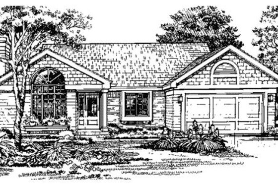 Exterior - Front Elevation for Ranch House Plan #320-367 - 3 bed, 2 bath