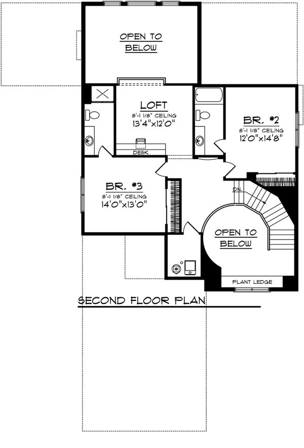 Traditional Floor Plan - Upper Floor Plan #70-1035