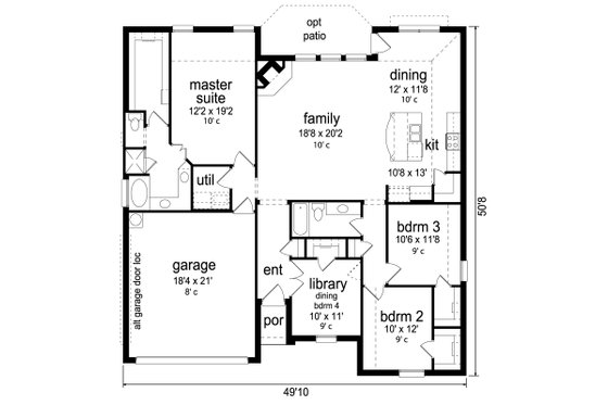 Floor Plan - Main Floor for Traditional House Plan #84-578 - 3 bed, 2 bath