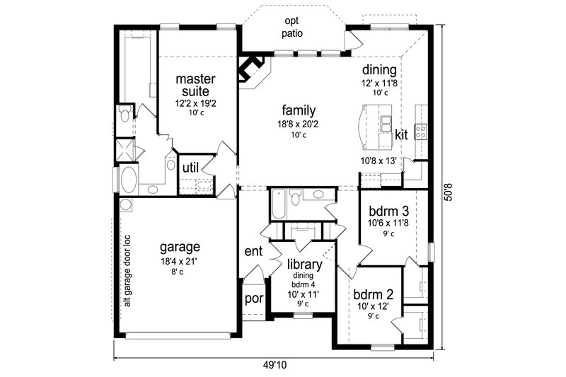 Home Plan - Floor Plan - Main Floor for Traditional House Plan #84-578 - 3 bed, 2 bath
