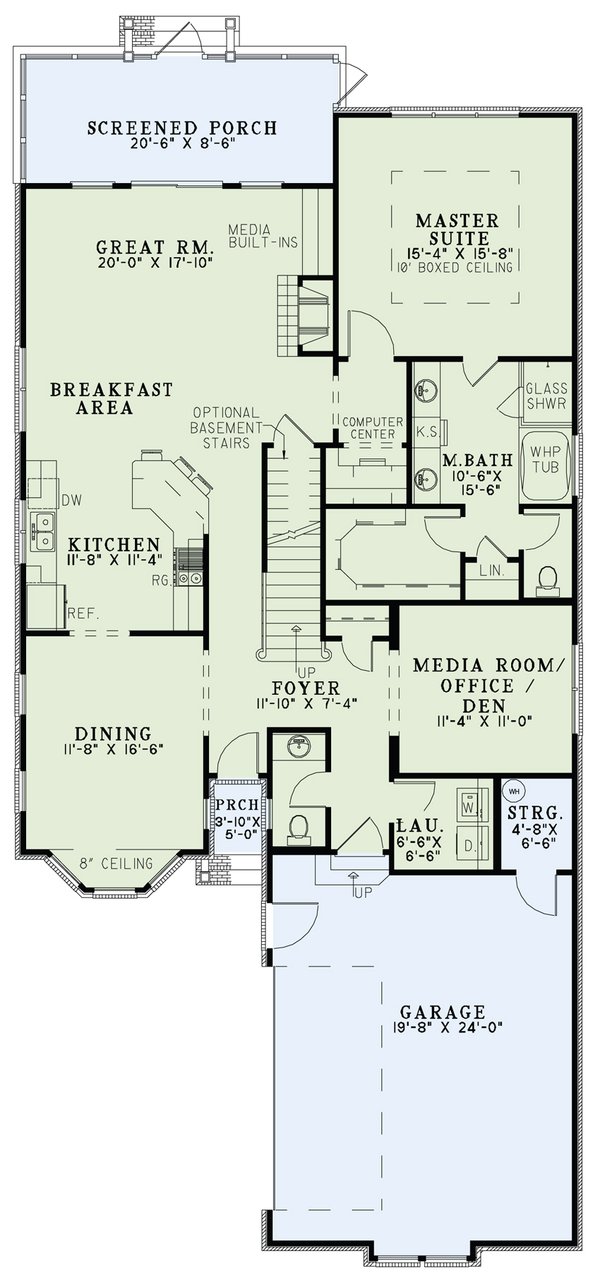 House Blueprint - Craftsman Floor Plan - Main Floor Plan #17-3460