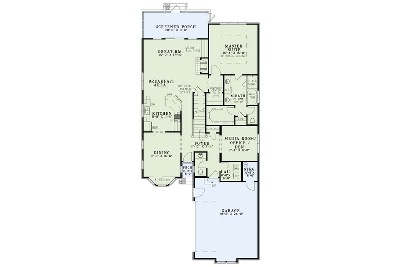 Architectural House Design - Floor Plan - Main Floor for Craftsman House Plan #17-3460 - 3 bed, 2.5 bath