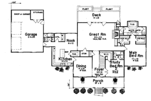 Floor Plan - Main Floor for Southern House Plan #52-116 - 4 bed, 4 bath