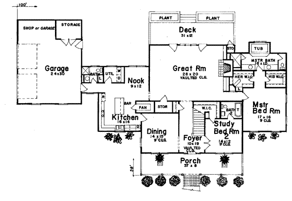 Southern Floor Plan - Main Floor Plan #52-116