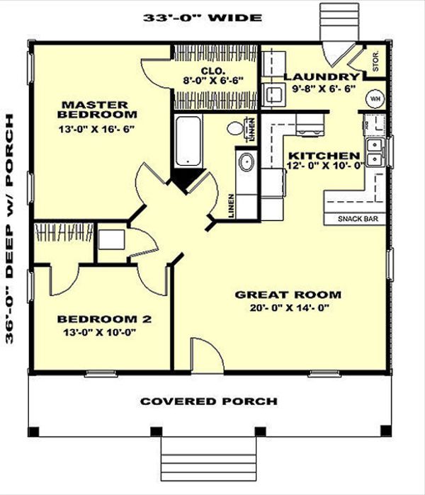 2 Bedroom 1 Kitchen 1 Bathroom House Plans Country Style House Plan - 2 Beds 1 Baths 1007 Sq/Ft Plan #44-158