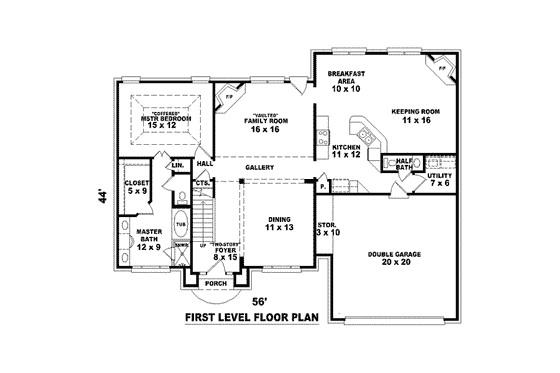 Floor Plan - Main Floor for European House Plan #81-1441 - 3 bed, 2.5 bath