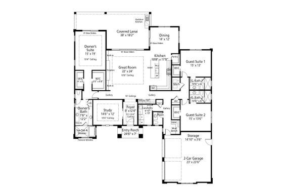 Floor Plan - Main Floor for Craftsman House Plan #938-119 - 3 bed, 3.5 bath