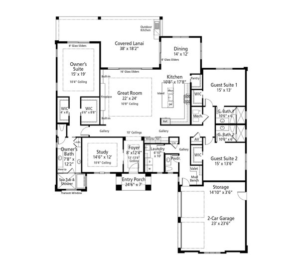 House Blueprint - Craftsman Floor Plan - Main Floor Plan #938-119
