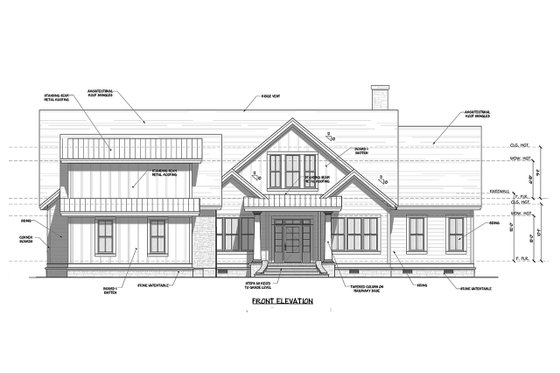 Exterior - Front Elevation 3 for Craftsman House Plan #1071-22 - 3 bed, 2.5 bath