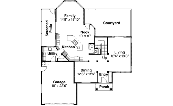 Architectural House Design - Mediterranean Floor Plan - Main Floor Plan #124-431