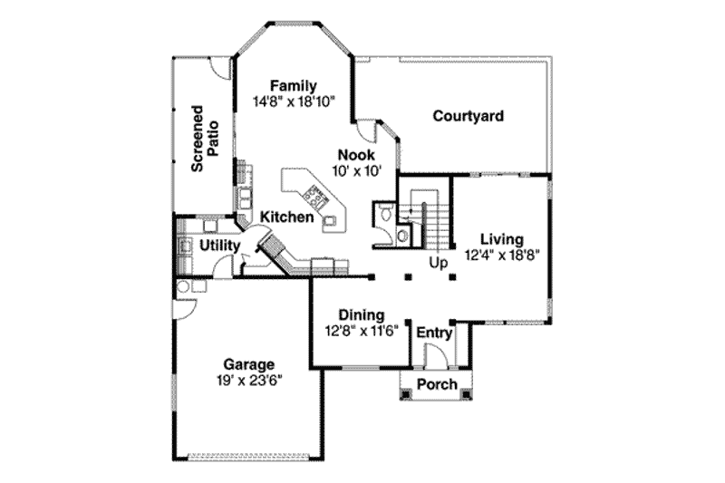 Home Plan - Floor Plan - Main Floor for Mediterranean House Plan #124-431 - 4 bed, 2.5 bath