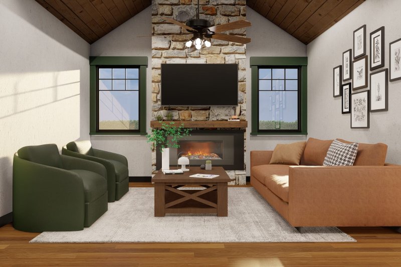 Architectural House Design - Interior - Family Room for Craftsman House Plan #17-2816 - 3 bed, 2 bath