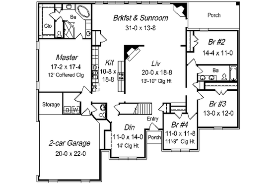 Floor Plan - Main Floor for European House Plan #329-289 - 5 bed, 3.5 bath