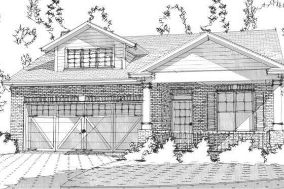 Exterior - Front Elevation for Bungalow House Plan #63-305 - 3 bed, 2 bath