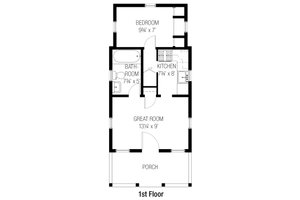 Floor Plan - Main Floor for Bungalow House Plan #915-10 - 1 bed, 1 bath
