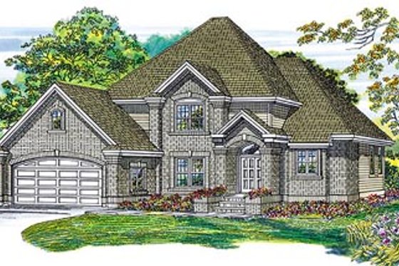 Exterior - Front Elevation for European House Plan #47-354 - 4 bed, 2.5 bath