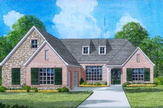 Exterior - Front Elevation for European House Plan #424-25 - 4 bed, 3 bath