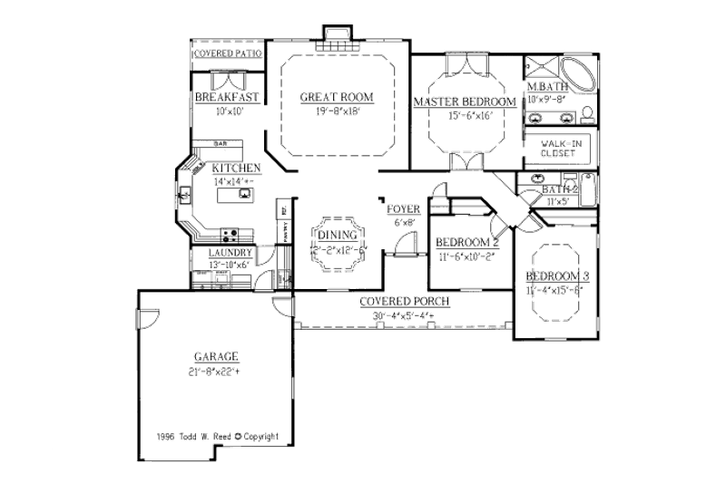 Dream House Plan - Floor Plan - Main Floor for Southern House Plan #437-17 - 3 bed, 2 bath