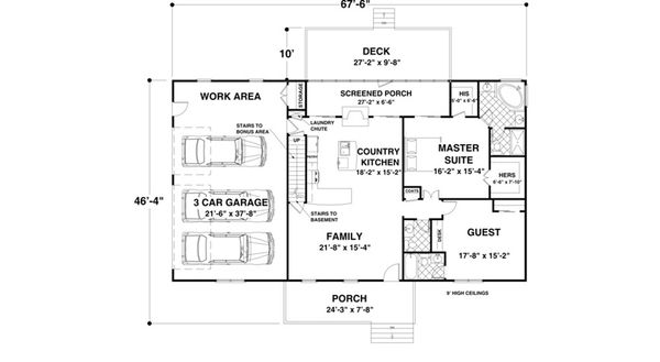 Country Floor Plan - Main Floor Plan #56-643