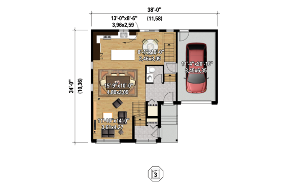 Floor Plan - Main Floor 1 for Contemporary House Plan #25-4401 - 4 bed, 2.5 bath