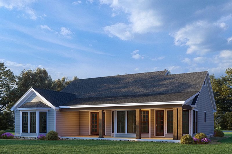 Architectural House Design - Exterior - Rear Elevation 1 for Ranch House Plan #923-282 - 3 bed, 2 bath