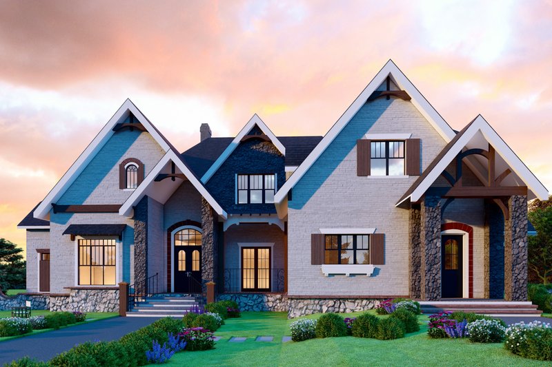 Home Plan - Exterior - Front Elevation 5 for European House Plan #54-552 - 6 bed, 5.5 bath