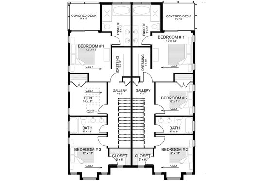Floor Plan - Upper Floor for Contemporary House Plan #1101-32 - 5 bed, 5 bath