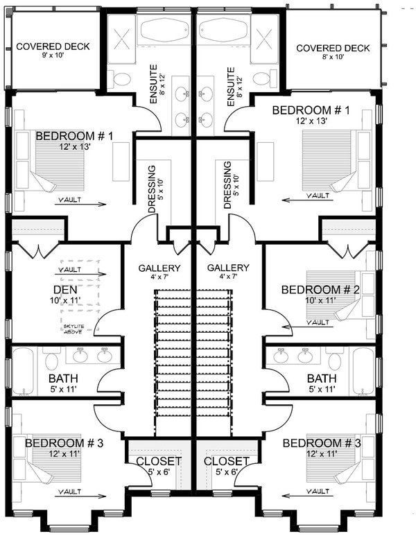 Contemporary Floor Plan - Upper Floor Plan #1101-32