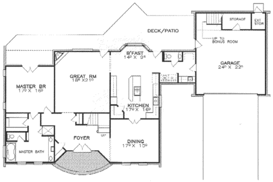 Floor Plan - Main Floor for European House Plan #8-109 - 3 bed, 3.5 bath