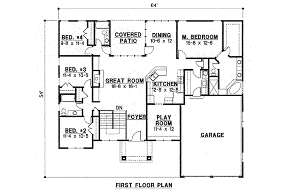 Floor Plan - Main Floor for Mediterranean House Plan #67-767 - 6 bed, 4 bath