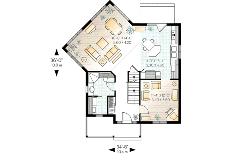 Dream House Plan - Floor Plan - Main Floor for Traditional House Plan #23-340 - 3 bed, 2 bath