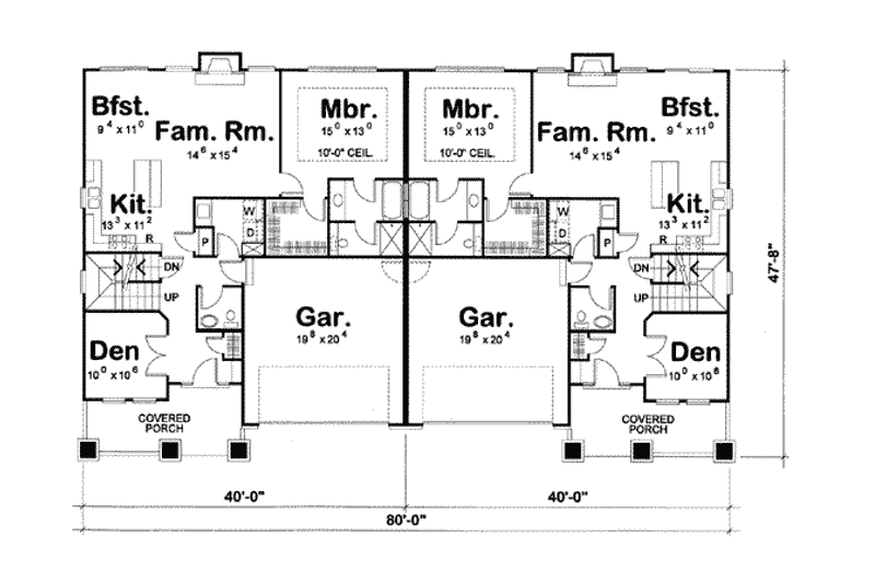 House Blueprint - Floor Plan - Main Floor for Cottage House Plan #20-1347 - 3 bed, 2.5 bath