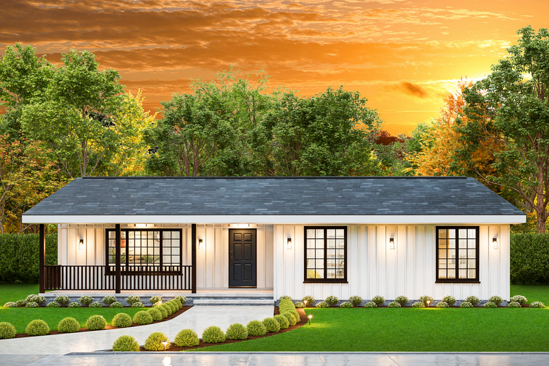 House Blueprint - Traditional Exterior - Front Elevation Plan #54-640