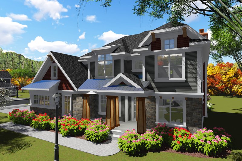 Architectural House Design - Craftsman Exterior - Front Elevation Plan #70-1253