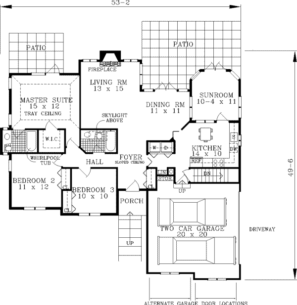 Architectural House Design - Ranch Floor Plan - Main Floor Plan #3-113