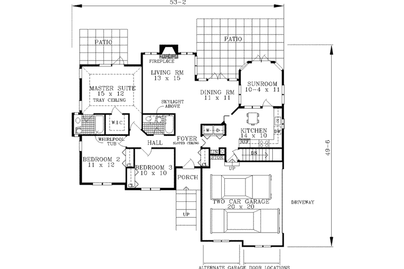 Dream House Plan - Floor Plan - Main Floor for Ranch House Plan #3-113 - 3 bed, 2 bath
