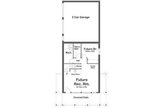 Floor Plan - Lower Floor for Country House Plan #126-248 - 2 bed, 2 bath