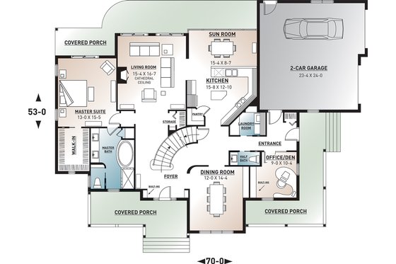 Floor Plan - Main Floor for Country House Plan #23-234 - 4 bed, 3.5 bath