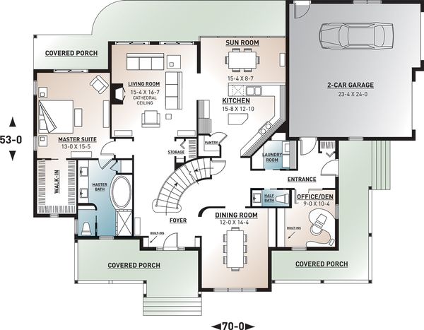 Architectural House Design - Country Floor Plan - Main Floor Plan #23-234