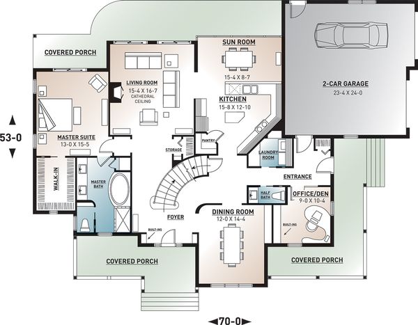 Home Plan - Country Floor Plan - Main Floor Plan #23-234