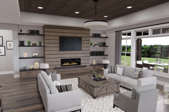 Interior - Family Room for Farmhouse House Plan #51-1239 - 4 bed, 3.5 bath
