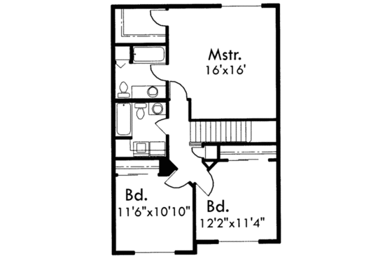 Floor Plan - Upper Floor for Traditional House Plan #303-412 - 3 bed, 2.5 bath