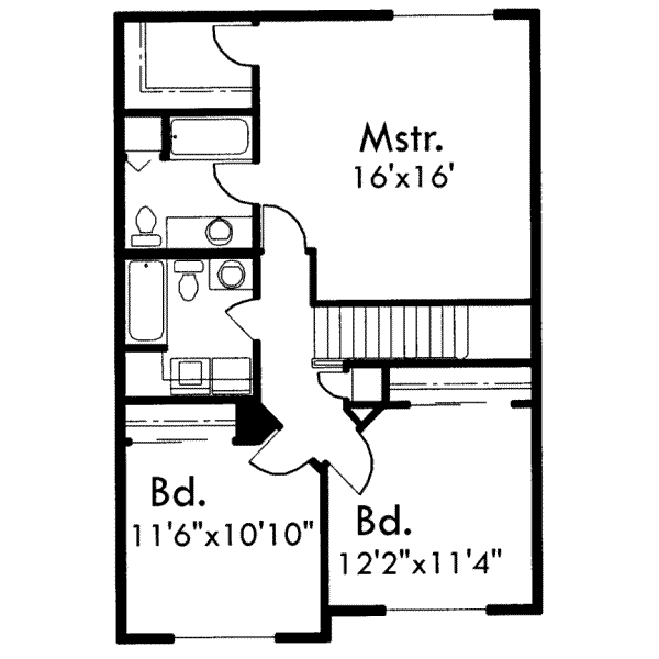 Traditional Floor Plan - Upper Floor Plan #303-412
