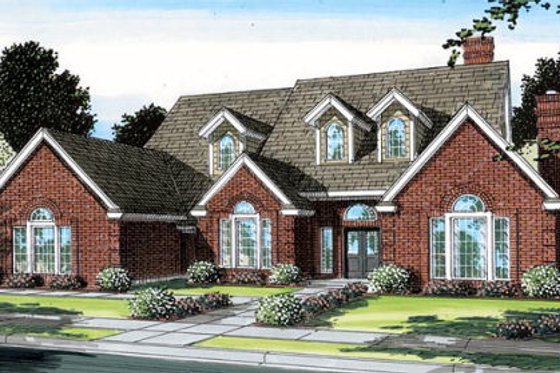 Exterior - Front Elevation for European House Plan #312-193 - 5 bed, 4.5 bath