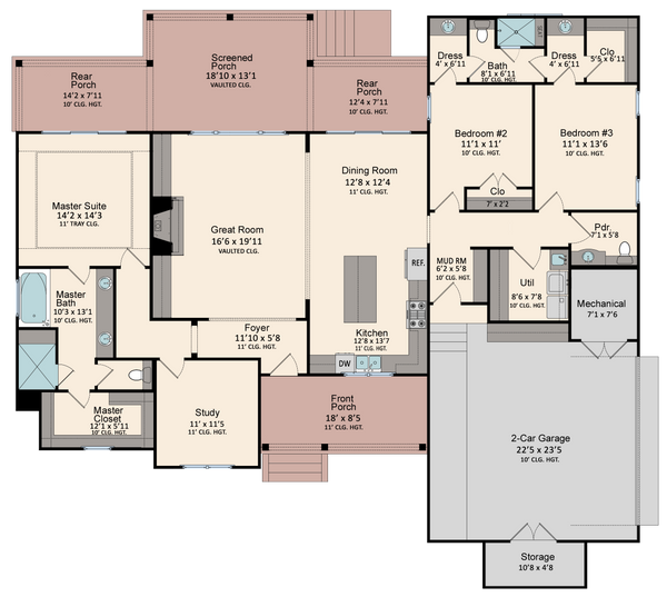 House Plan Design - Ranch Floor Plan - Main Floor Plan #1081-3