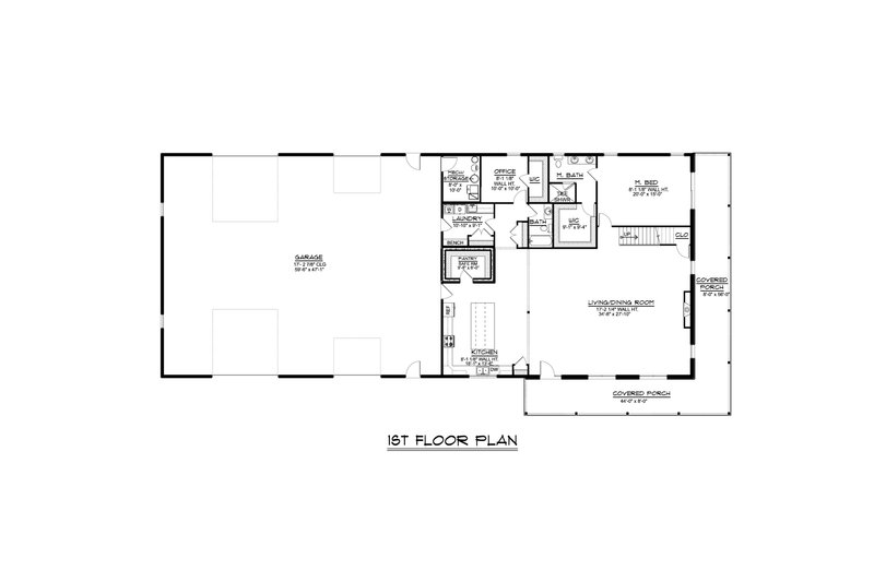 House Plan Design - Floor Plan - Main Floor for Barndominium House Plan #1064-181 - 3 bed, 3 bath