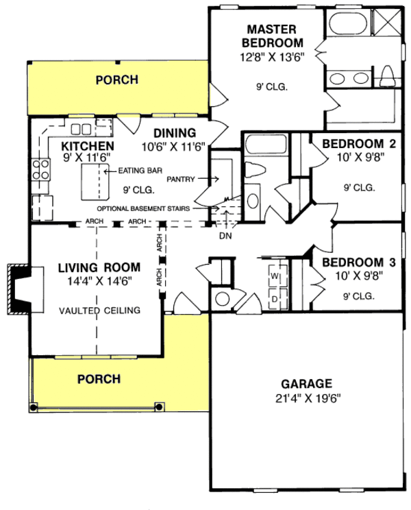 House Plan Design - Country Floor Plan - Main Floor Plan #20-303